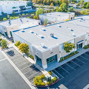 Utah Elite Roofing aerial of commercial building view of roof